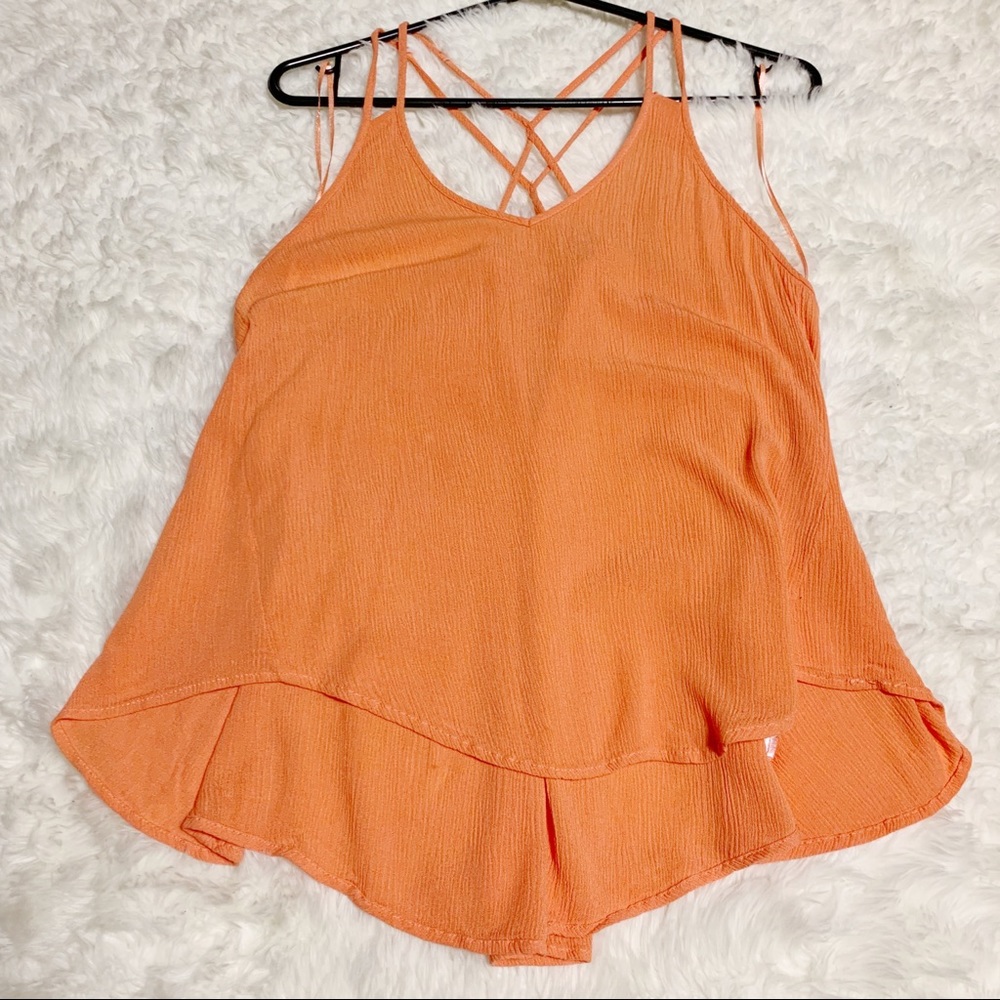 Orange Flowy Siena Sky Tank Top